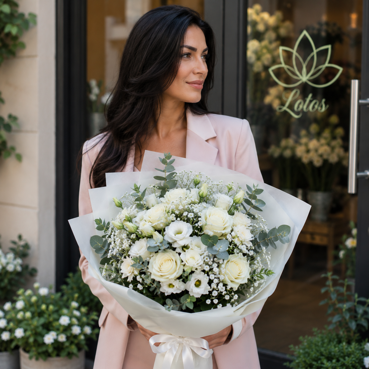 Elegantan beli rođendanski buket