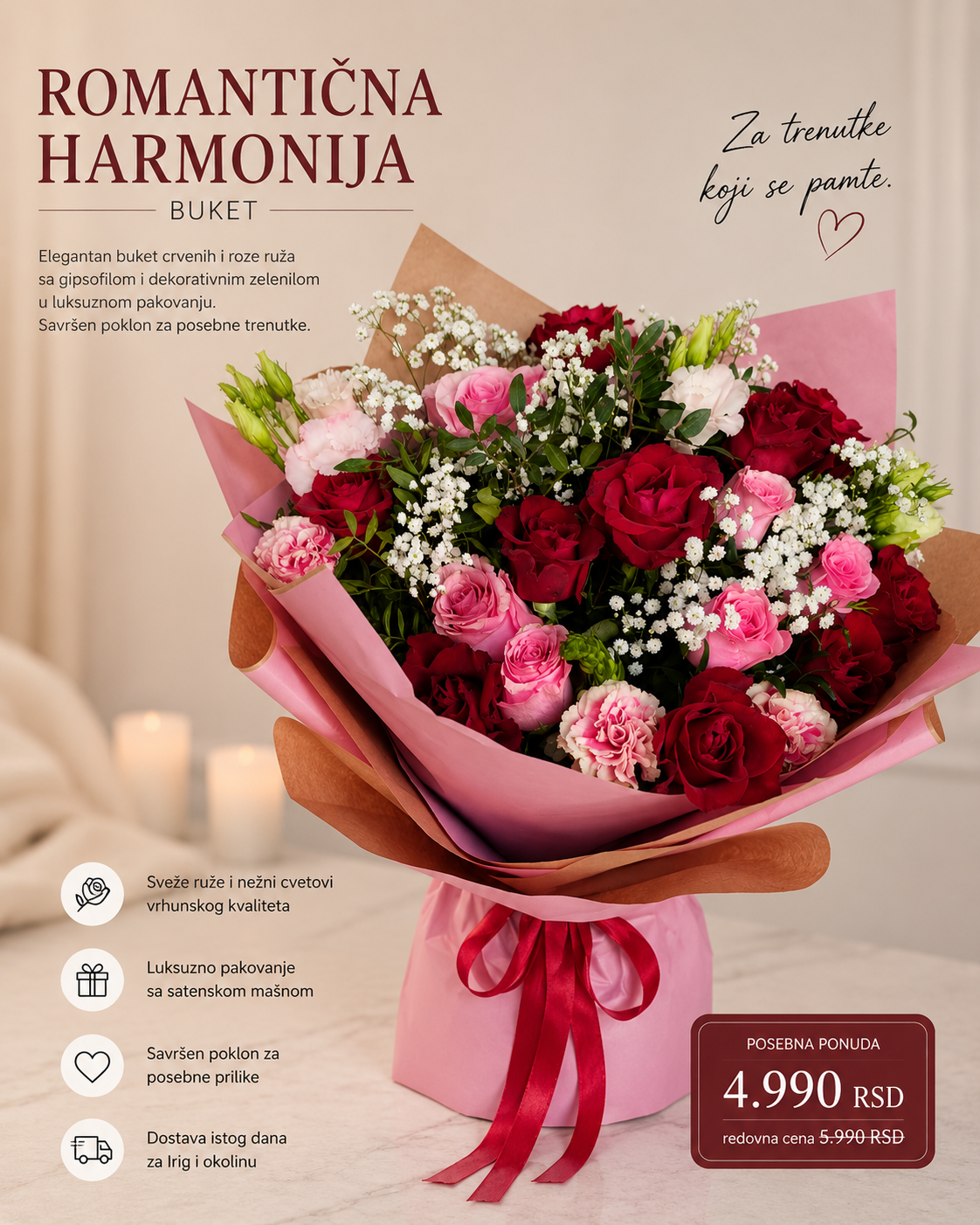 Romantična Harmonija Buket